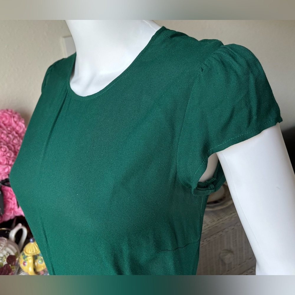 Reformation Mayer Jumpsuit Fitted Wide Legs Cap Sleeves in emerald green Size 8 - Picture 6 of 11